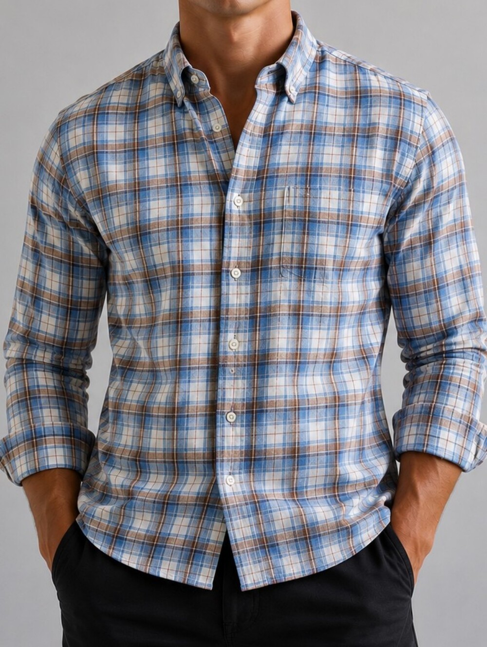 Mens Vintage luciano barbera long sleeve button up shirt sz M Medium Plaid